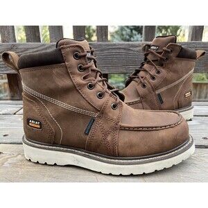 Ariat Rebar Wedge Women's 8C Brown Leather Composite Toe Waterproof Work Boots